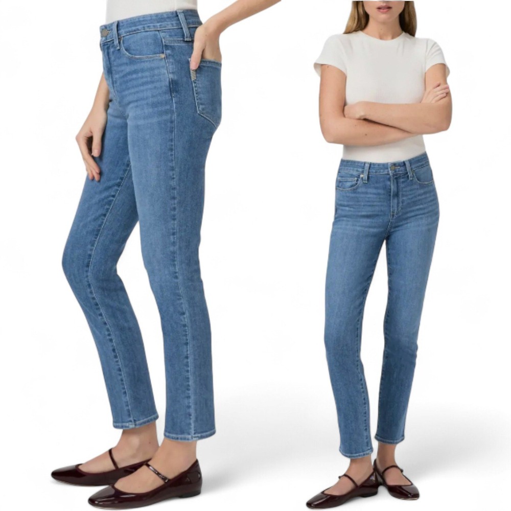 Paige Hoxton Slim‎ Jeans Averill Wash Size 25 Raw Hem Stretch Denim Mid Rise